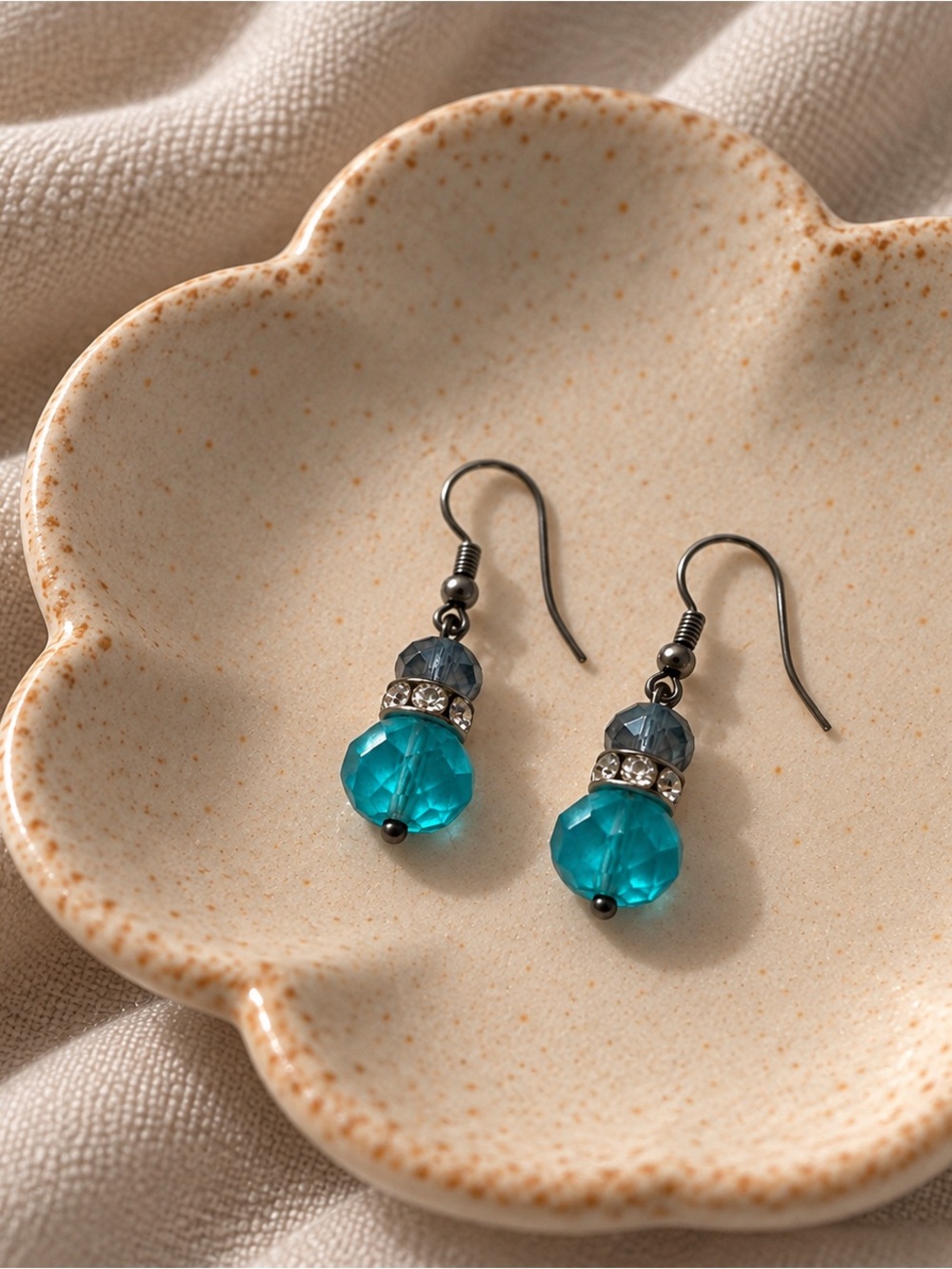 Teal Crystal Drop Earrings - Women Jewelry